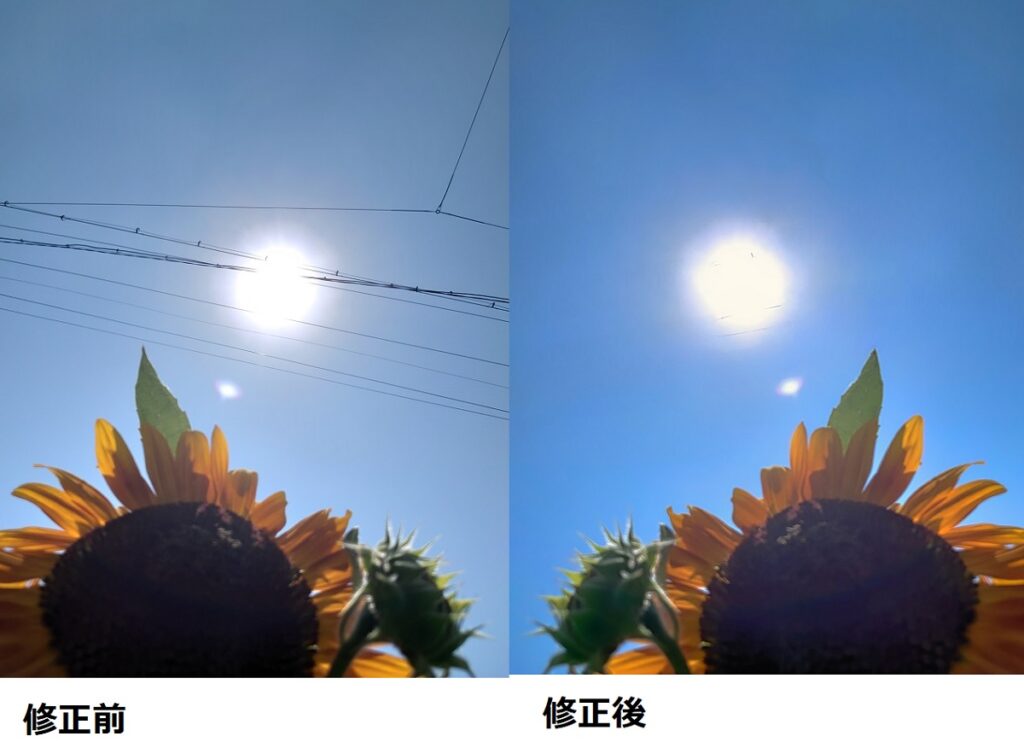 不要な電線の除去前後の画像