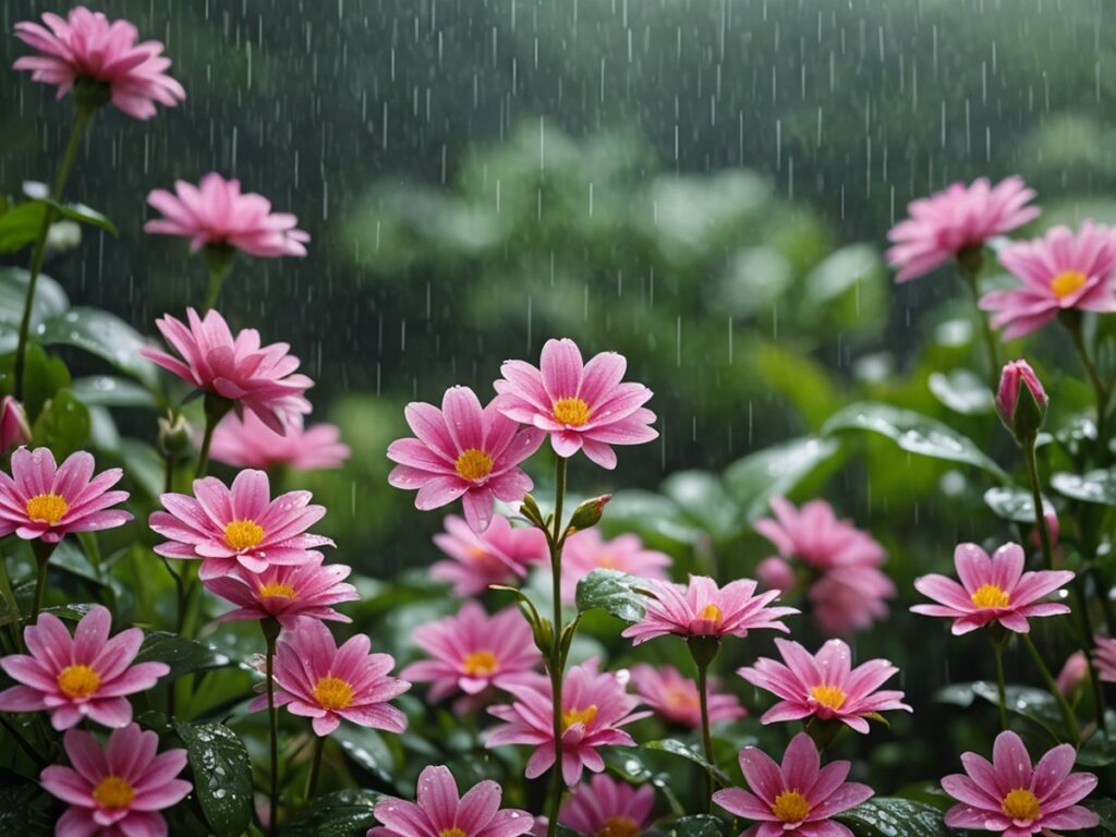 雨降りと花のイメージ